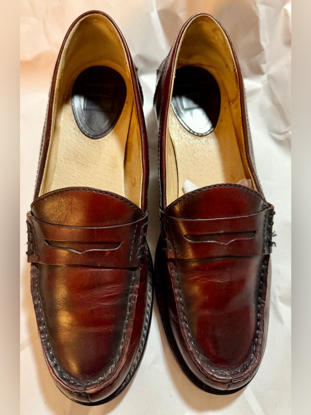 Frye Men's Burgundy Leather Penny Loafers